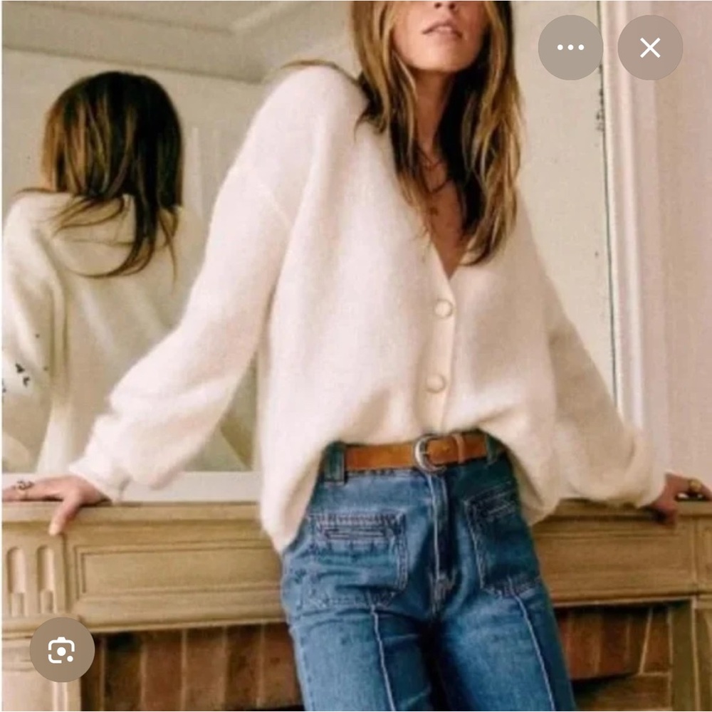 Sézane Mia Cardigan, Cream Women's Sweater